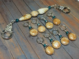 Knitting Bag Lanyard & Stitch Markers- Honey Teal Texture , Stitch Markers - Jill's Beaded Knit Bits, Jill's Beaded Knit Bits
 - 2