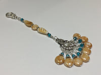 Knitting Bag Lanyard & Stitch Markers- Honey Teal Texture , Stitch Markers - Jill's Beaded Knit Bits, Jill's Beaded Knit Bits
 - 1