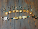Knitting Bag Lanyard & Stitch Markers- Honey Teal Texture , Stitch Markers - Jill's Beaded Knit Bits, Jill's Beaded Knit Bits
 - 4