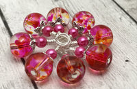 Translucent Pink Small Needle Stitch Markers , Stitch Markers - Jill's Beaded Knit Bits, Jill's Beaded Knit Bits
 - 2