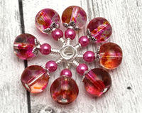 Translucent Pink Small Needle Stitch Markers , Stitch Markers - Jill's Beaded Knit Bits, Jill's Beaded Knit Bits
 - 6