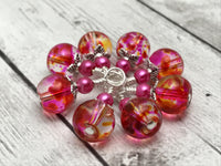 Translucent Pink Small Needle Stitch Markers , Stitch Markers - Jill's Beaded Knit Bits, Jill's Beaded Knit Bits
 - 5