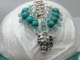 Turquoise Cat Stitch Marker Jewelry Set , Stitch Markers - Jill's Beaded Knit Bits, Jill's Beaded Knit Bits
 - 4