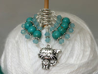 Turquoise Cat Stitch Marker Jewelry Set , Stitch Markers - Jill's Beaded Knit Bits, Jill's Beaded Knit Bits
 - 3