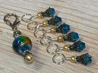 Golden Turquoise Ombre Stitch Marker Set with Clip Holder , Stitch Markers - Jill's Beaded Knit Bits, Jill's Beaded Knit Bits
 - 3