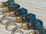 Golden Turquoise Ombre Stitch Marker Set with Clip Holder , Stitch Markers - Jill's Beaded Knit Bits, Jill's Beaded Knit Bits
 - 4