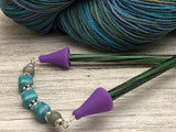 Turquoise Blue Stitch Saving Point Protector for Knitting Needles