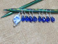 Twisted Glass Stitch Marker Set- Blue , Stitch Markers - Jill's Beaded Knit Bits, Jill's Beaded Knit Bits
 - 5