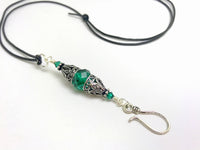 Vintage Style Beaded Portuguese Knitting Necklace- Stitch Marker  & ID Holder