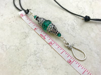 Vintage Style Beaded Portuguese Knitting Necklace- Stitch Marker  & ID Holder