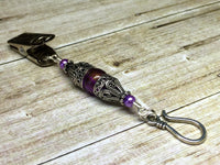 Antique Purple Portuguese Knitting Pin- Clip on ID Badge Pin , Portugese Knitting Pin - Jill's Beaded Knit Bits, Jill's Beaded Knit Bits
 - 4