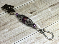 Antique Purple Portuguese Knitting Pin- Clip on ID Badge Pin , Portugese Knitting Pin - Jill's Beaded Knit Bits, Jill's Beaded Knit Bits
 - 3