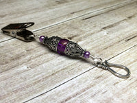 Antique Purple Portuguese Knitting Pin- Clip on ID Badge Pin , Portugese Knitting Pin - Jill's Beaded Knit Bits, Jill's Beaded Knit Bits
 - 2