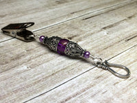 Antique Purple Portuguese Knitting Pin- Clip on ID Badge Pin , Portugese Knitting Pin - Jill's Beaded Knit Bits, Jill's Beaded Knit Bits
 - 2