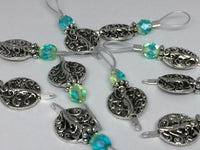 Silver Vines Wire Loop Stitch Marker Set for Knitters , Stitch Markers - Jill's Beaded Knit Bits, Jill's Beaded Knit Bits
 - 6