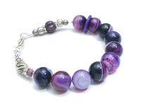 Purple Agate Abacus Row Counting Bracelet - Optional ADD 6 Stitch Markers