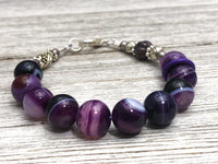 Purple Agate Abacus Row Counting Bracelet - Optional ADD 6 Stitch Markers