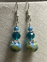 Aqua Green Speckle French Hook Wire Earrings- Surgcal Steel , jewelry - Jill's Beaded Knit Bits, Jill's Beaded Knit Bits
 - 7