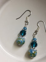 Aqua Green Speckle French Hook Wire Earrings- Surgcal Steel , jewelry - Jill's Beaded Knit Bits, Jill's Beaded Knit Bits
 - 8