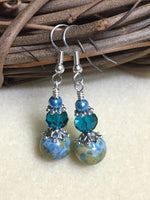 Aqua Green Speckle French Hook Wire Earrings- Surgcal Steel , jewelry - Jill's Beaded Knit Bits, Jill's Beaded Knit Bits
 - 9