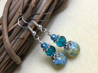 Aqua Green Speckle French Hook Wire Earrings- Surgcal Steel , jewelry - Jill's Beaded Knit Bits, Jill's Beaded Knit Bits
 - 3