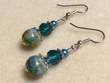 Aqua Green Speckle French Hook Wire Earrings- Surgcal Steel , jewelry - Jill's Beaded Knit Bits, Jill's Beaded Knit Bits
 - 4