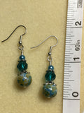 Aqua Green Speckle French Hook Wire Earrings- Surgcal Steel , jewelry - Jill's Beaded Knit Bits, Jill's Beaded Knit Bits
 - 5