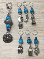 Beach Themed Stitch Marker Set and Matching Clip Holder , Stitch Markers - Jill's Beaded Knit Bits, Jill's Beaded Knit Bits
 - 3