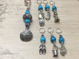 Beach Themed Stitch Marker Set and Matching Clip Holder , Stitch Markers - Jill's Beaded Knit Bits, Jill's Beaded Knit Bits
 - 4