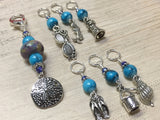 Beach Themed Stitch Marker Set and Matching Clip Holder , Stitch Markers - Jill's Beaded Knit Bits, Jill's Beaded Knit Bits
 - 1
