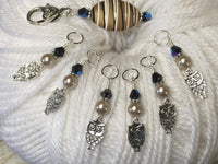 6 Owl Stitch Markers And Beige Stitch Marker Holder- Snag Free , Stitch Markers - Jill's Beaded Knit Bits, Jill's Beaded Knit Bits
 - 2