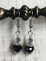 Black Crystal Beaded Dangle Earrings , jewelry - Jill's Beaded Knit Bits, Jill's Beaded Knit Bits
 - 2