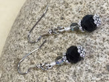 Black Crystal Beaded Dangle Earrings , jewelry - Jill's Beaded Knit Bits, Jill's Beaded Knit Bits
 - 4