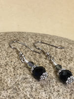 Black Crystal Beaded Dangle Earrings , jewelry - Jill's Beaded Knit Bits, Jill's Beaded Knit Bits
 - 5