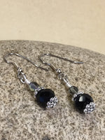 Black Crystal Beaded Dangle Earrings , jewelry - Jill's Beaded Knit Bits, Jill's Beaded Knit Bits
 - 6