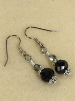 Black Crystal Beaded Dangle Earrings , jewelry - Jill's Beaded Knit Bits, Jill's Beaded Knit Bits
 - 7