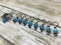 Snag Free Stitch Marker Set- Blue Crystal & Cats Eye , Stitch Markers - Jill's Beaded Knit Bits, Jill's Beaded Knit Bits
 - 2