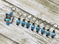 Snag Free Stitch Marker Set- Blue Crystal & Cats Eye , Stitch Markers - Jill's Beaded Knit Bits, Jill's Beaded Knit Bits
 - 3