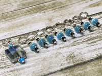 Snag Free Stitch Marker Set- Blue Crystal & Cats Eye , Stitch Markers - Jill's Beaded Knit Bits, Jill's Beaded Knit Bits
 - 4