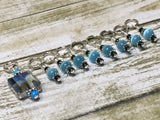 Snag Free Stitch Marker Set- Blue Crystal & Cats Eye , Stitch Markers - Jill's Beaded Knit Bits, Jill's Beaded Knit Bits
 - 4