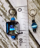 Snag Free Stitch Marker Set- Blue Crystal & Cats Eye , Stitch Markers - Jill's Beaded Knit Bits, Jill's Beaded Knit Bits
 - 5