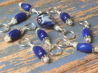 Crystal-Teardrop-Stitch-Marker-Set-Blue , Stitch Markers - Jill's Beaded Knit Bits, Jill's Beaded Knit Bits
 - 6