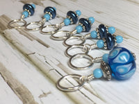 Glass Bead & Pearl Stitch Marker Set- Dark Blue , Stitch Markers - Jill's Beaded Knit Bits, Jill's Beaded Knit Bits
 - 3