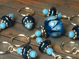 Glass Bead & Pearl Stitch Marker Set- Dark Blue , Stitch Markers - Jill's Beaded Knit Bits, Jill's Beaded Knit Bits
 - 9