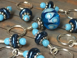 Glass Bead & Pearl Stitch Marker Set- Dark Blue , Stitch Markers - Jill's Beaded Knit Bits, Jill's Beaded Knit Bits
 - 1