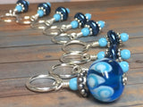 Glass Bead & Pearl Stitch Marker Set- Dark Blue , Stitch Markers - Jill's Beaded Knit Bits, Jill's Beaded Knit Bits
 - 4