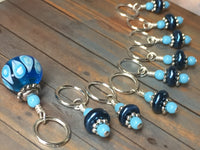 Glass Bead & Pearl Stitch Marker Set- Dark Blue , Stitch Markers - Jill's Beaded Knit Bits, Jill's Beaded Knit Bits
 - 5