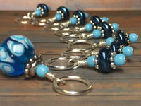 Glass Bead & Pearl Stitch Marker Set- Dark Blue , Stitch Markers - Jill's Beaded Knit Bits, Jill's Beaded Knit Bits
 - 6