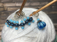 Glass Bead & Pearl Stitch Marker Set- Dark Blue , Stitch Markers - Jill's Beaded Knit Bits, Jill's Beaded Knit Bits
 - 8
