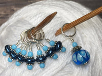 Glass Bead & Pearl Stitch Marker Set- Dark Blue , Stitch Markers - Jill's Beaded Knit Bits, Jill's Beaded Knit Bits
 - 2